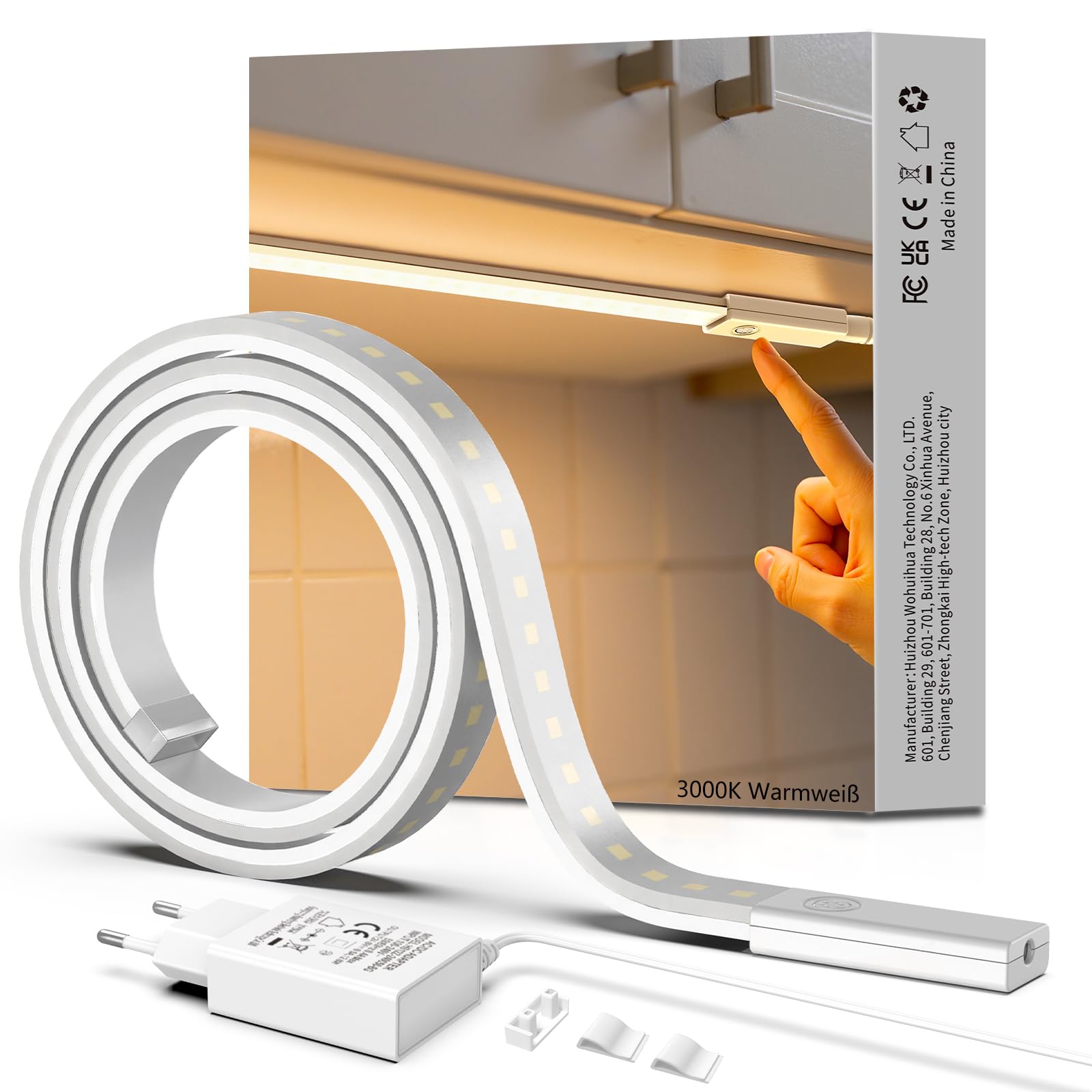 SIBI LIGHTING Unterbauleuchte Küche LED 1M, Dimmbar Led Leiste Selbstklebend, Flexibel Unterbau Licht inkl. 24V Netzteil, 3000K Warmweiß