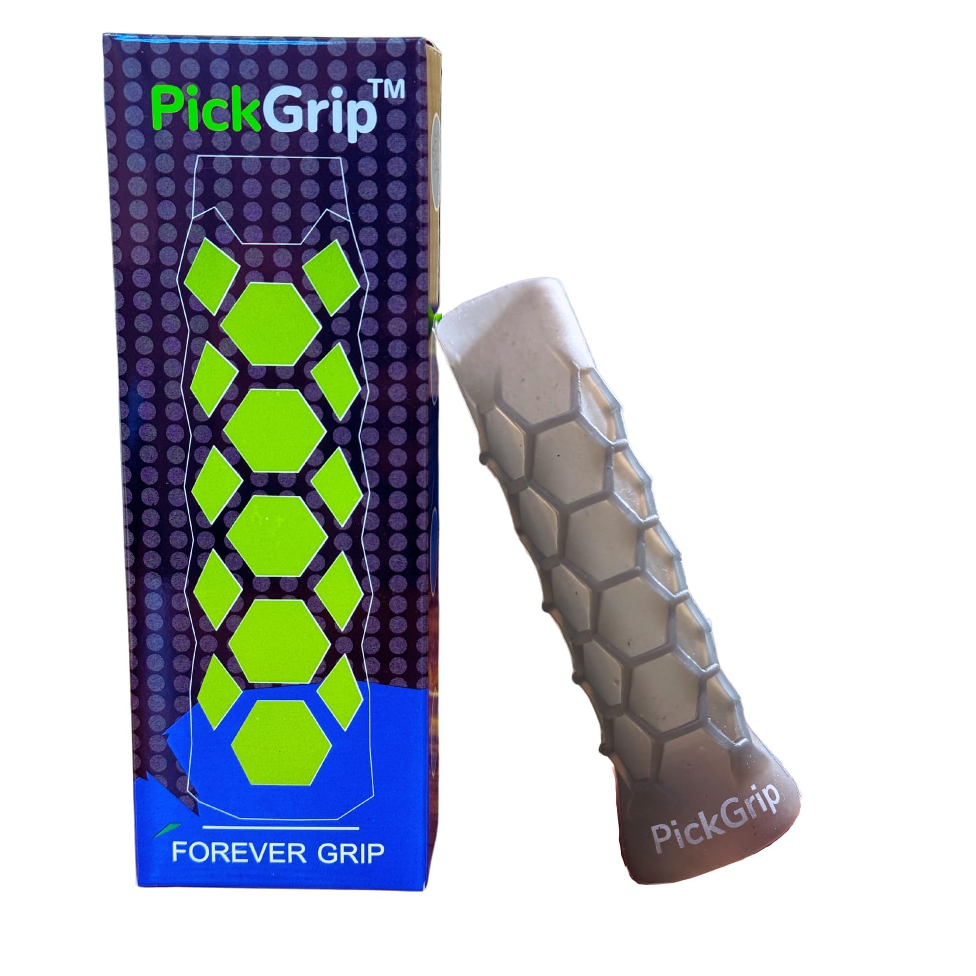 PickGrip Pickleball Paddle Enhanced Grip Shock Absorbing Comfort Control Anti Fatigue Replacement Vibration Dampening Tennis Elbow Performance Handle (Grey, Elongated)