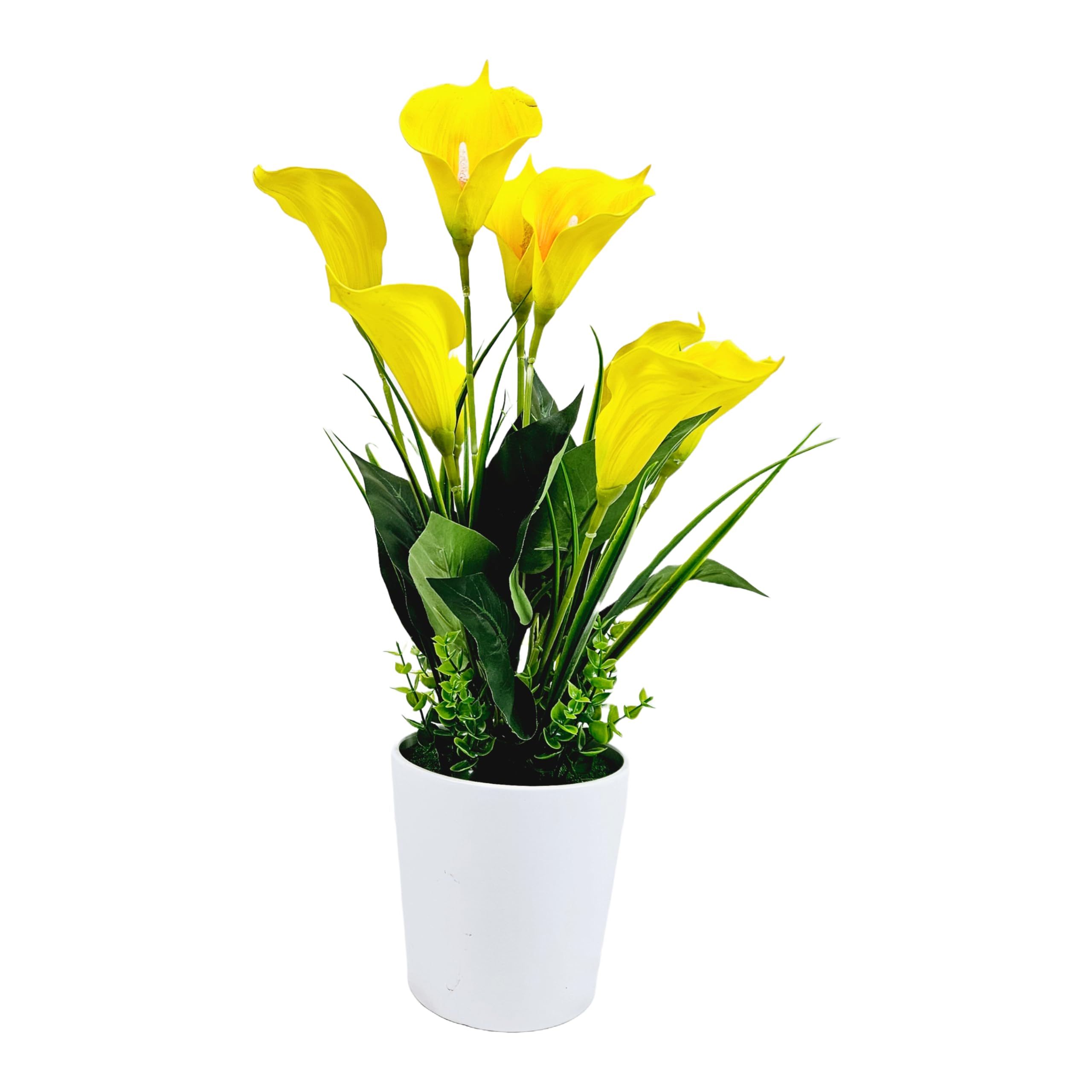 Tecnokit Piante Finte Interno, Piante Artificiali da Esterno realistiche, con vaso incluso, pianta finta, materiale plastico realistico al tatto, adatto per tutti gli ambienti (CALLE 40 CM GIALLO)