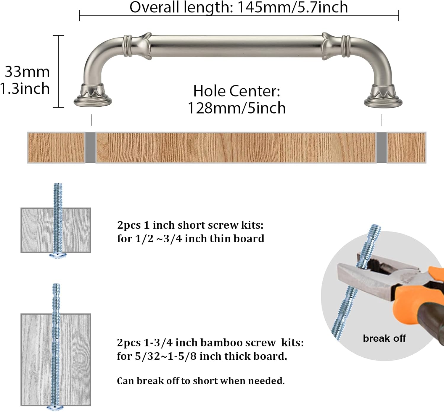 A & K 10 Pack 5 Inch Retro Antique Brass Cabinet Handles Arch Matte Black Drawer Flower Pulls for Kitchen Bathroom Bedroom Cupboard Door Drawer Dresser Wood Furniture Champagne Gold Hardware