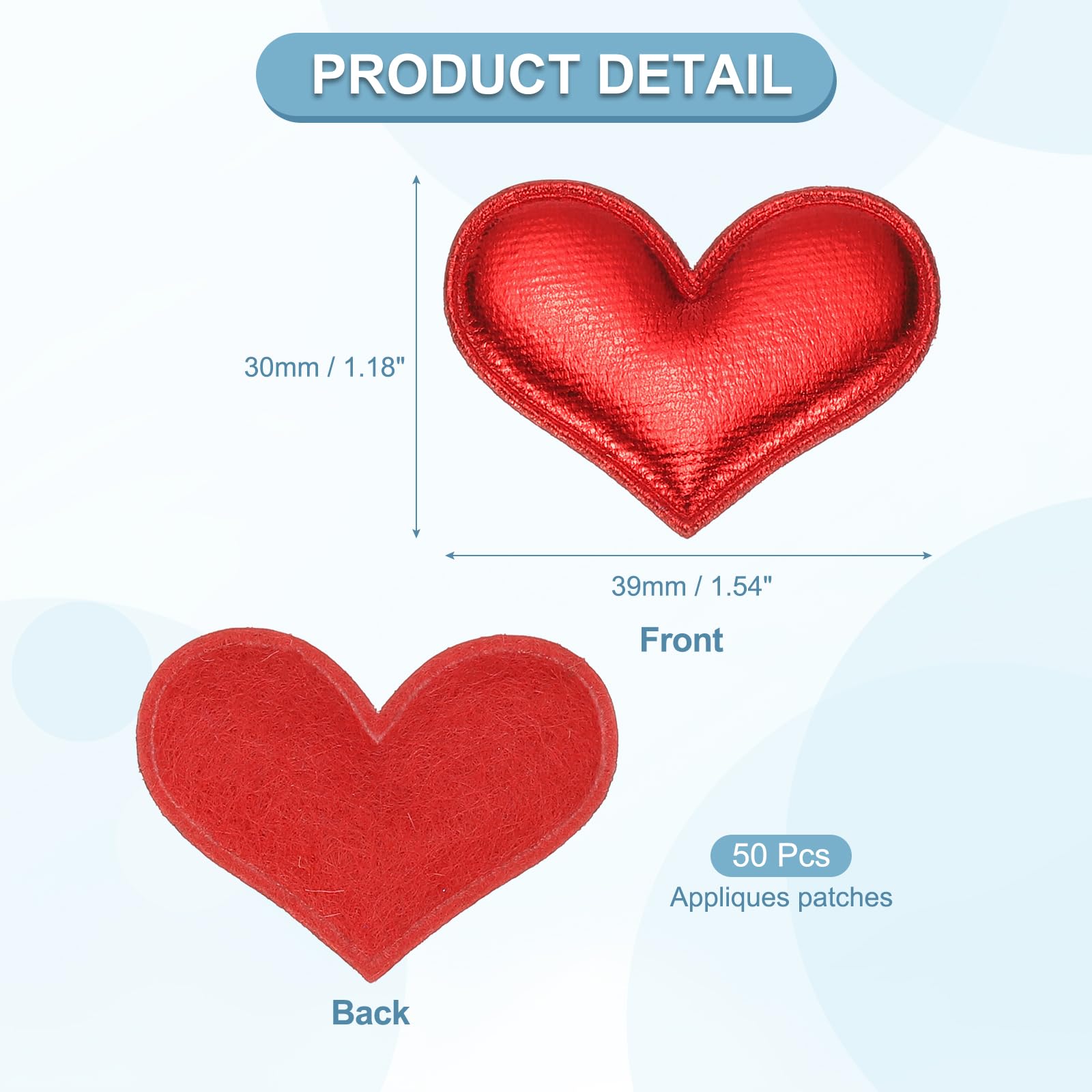 PATIKIL 50Pcs Heart Appliques Sew on Patches - Image 2