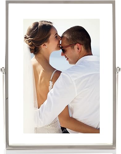 Miniatura 2 de Lawrence Frames Marco de fotos flotante con caballete de metal, 4 x 6, color plateado
