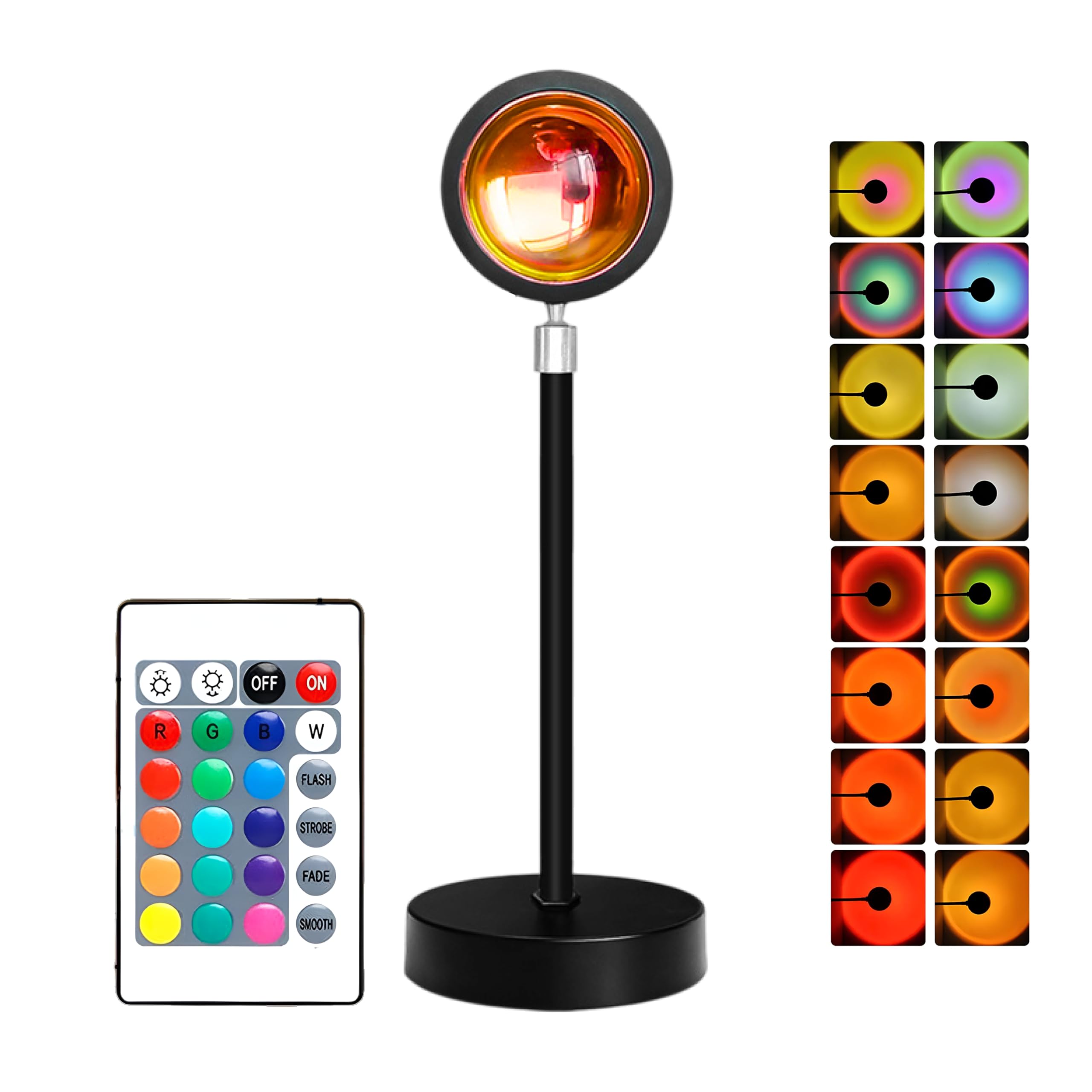 16 in 1 Colors Remote Sunset Lamp, Sunset Projection Lamp Led Night Lights, 360 Degree Rotation Height Adjustable Romantic Floor Lamp Projector-image-15