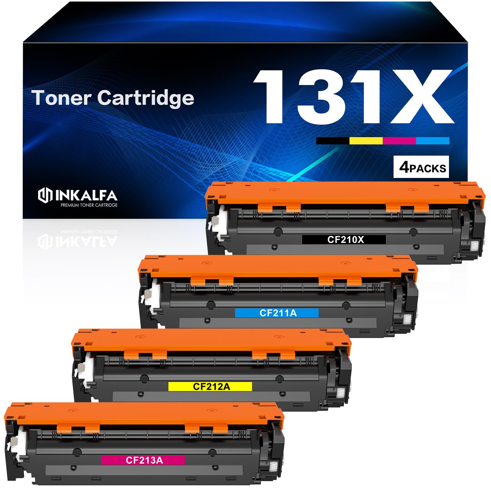 inkalfa 131X 131A Kompatibel für HP LaserJet Pro 200 Color MFP M276nw Toner M276n M251nw M251n CP1525n CP1515n CP1215 M276 CF210X CF210A CF211A CF212A CF213A - Schwarz Cyan Gelb Magenta, 4-Pack
