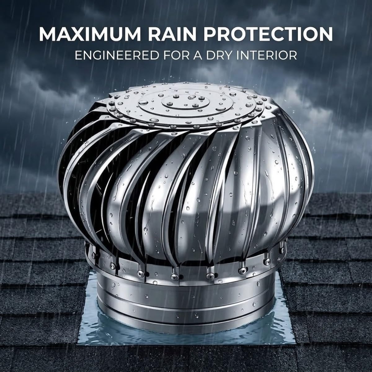 Ventilation Toiture Turbine Inox 304, Chapeau Cheminée Rotatif Éolien