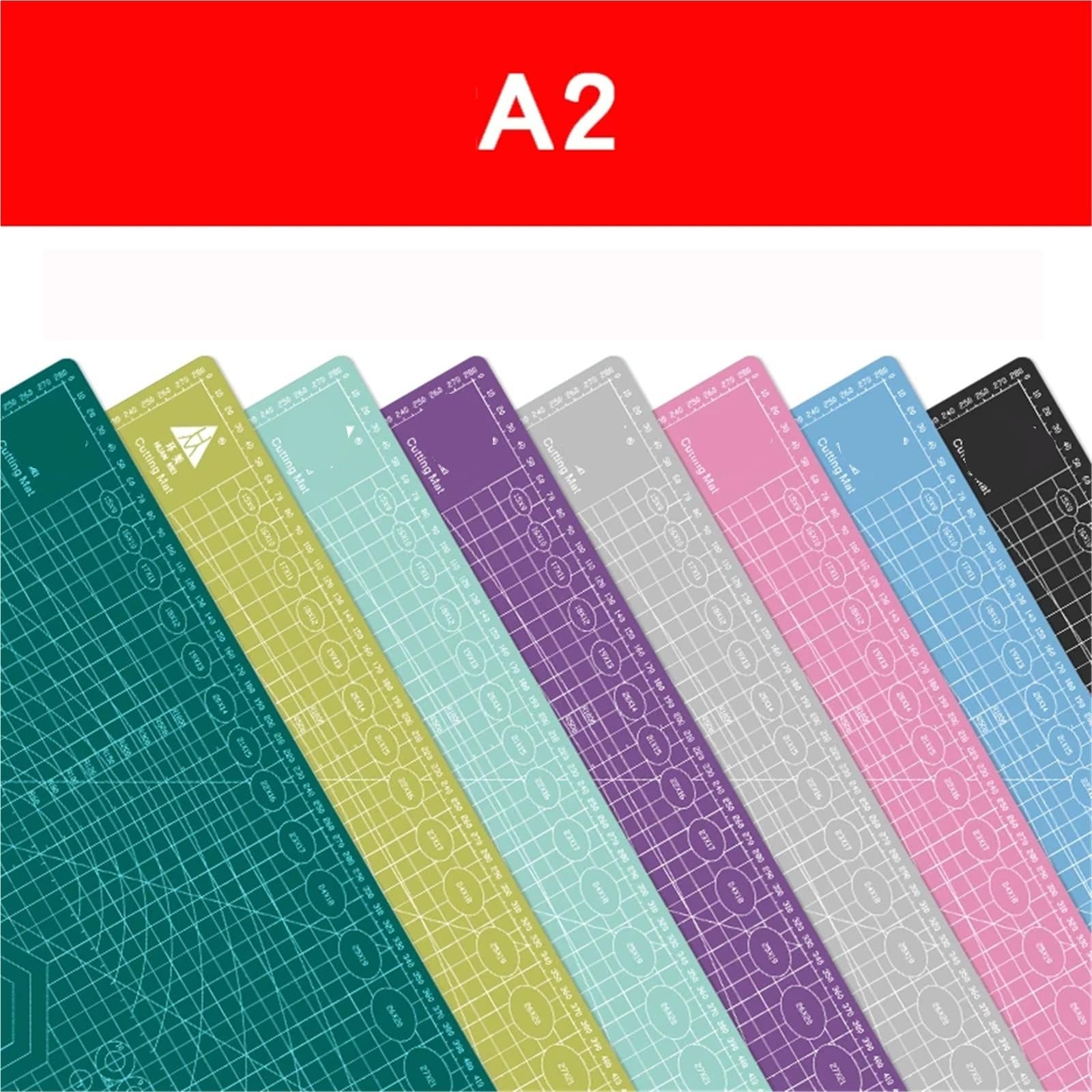 Schneidematte A2 Schneidebrett Gitterlinie Selbstheilende Bastelkarte Mehrfarbig Doppelseitiger Desktop-Handbuchblock 60 * 45 cm Büro(Mint Green)