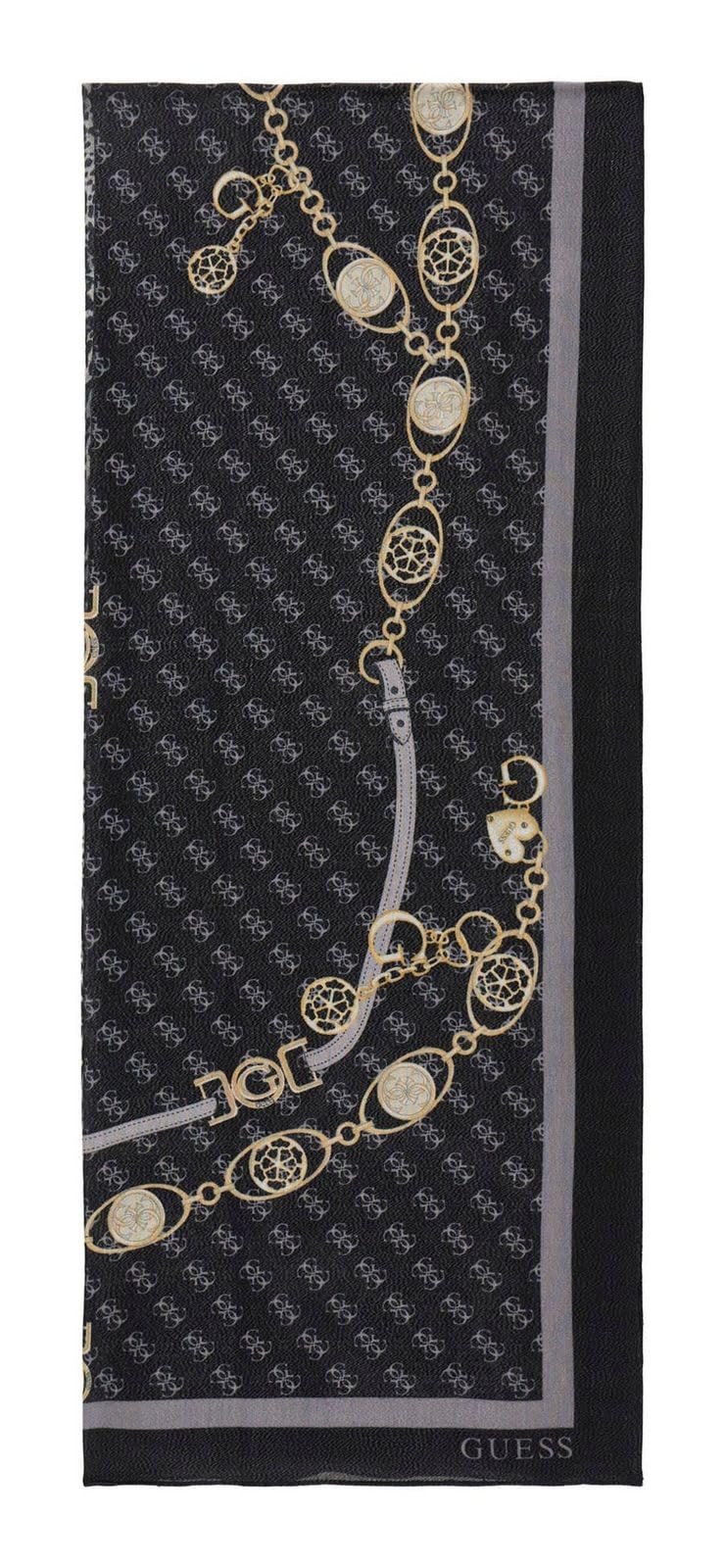 GUESS écharpe chic en tissu noir imprimé 70X180 - 4