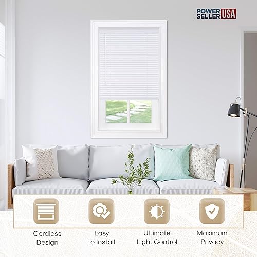Miniatura 5 de PowerSellerUSA Persianas inalámbricas con listones de 1 pulgada, 48 pulgadas de largo x 35 pulgadas de ancho, de vinilo para filtrar la luz, para