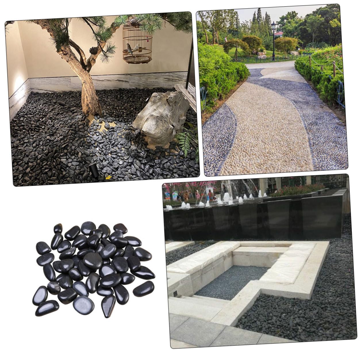 NOLITOY Piedras de Paisaje Naturales Negras 2-4 Cm para Decoración de Acuarios y Jardineras, Grava Decorativa para Macetas y Paisajismo, Guijarros Decorativos Resistentes para Exteriores