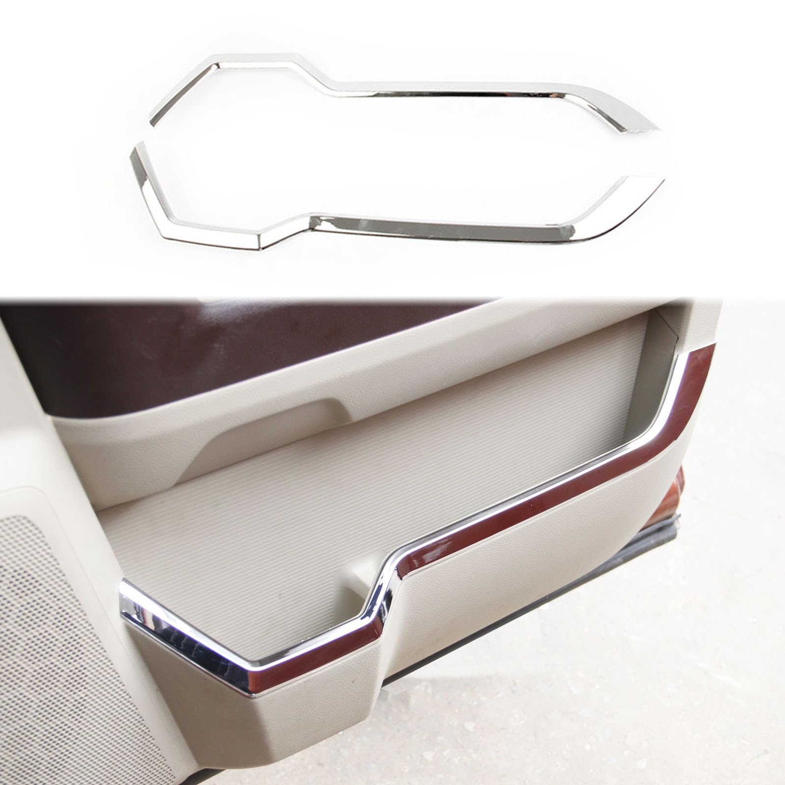 Chrome Crew Cab Door Line-Shaped Kick Panels Cover Trim fit 2009-2018 Dodge RAM 1500/2010-2022 RAM 2500 3500 Accessories (Front)