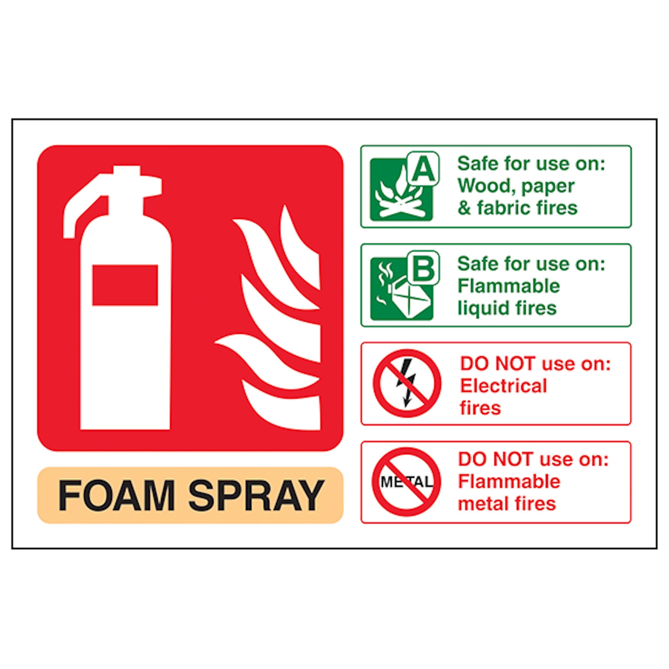 V Safety Foam Spray Fire Extinguisher - Landscape 150 x 100 mm - 3mm Aluminium Composite Safety Sign