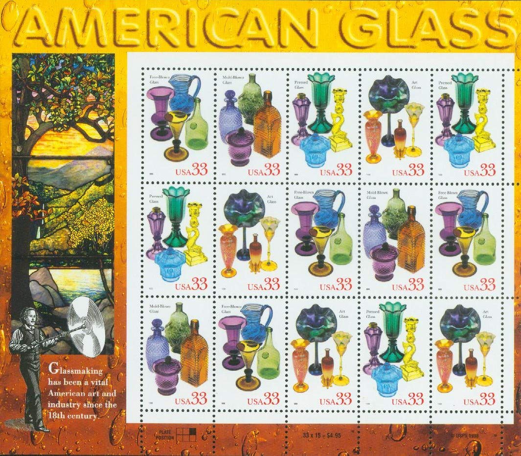 United States Postal Service USPS Stamps U.S. American Glass Scott 3325-28 MNH