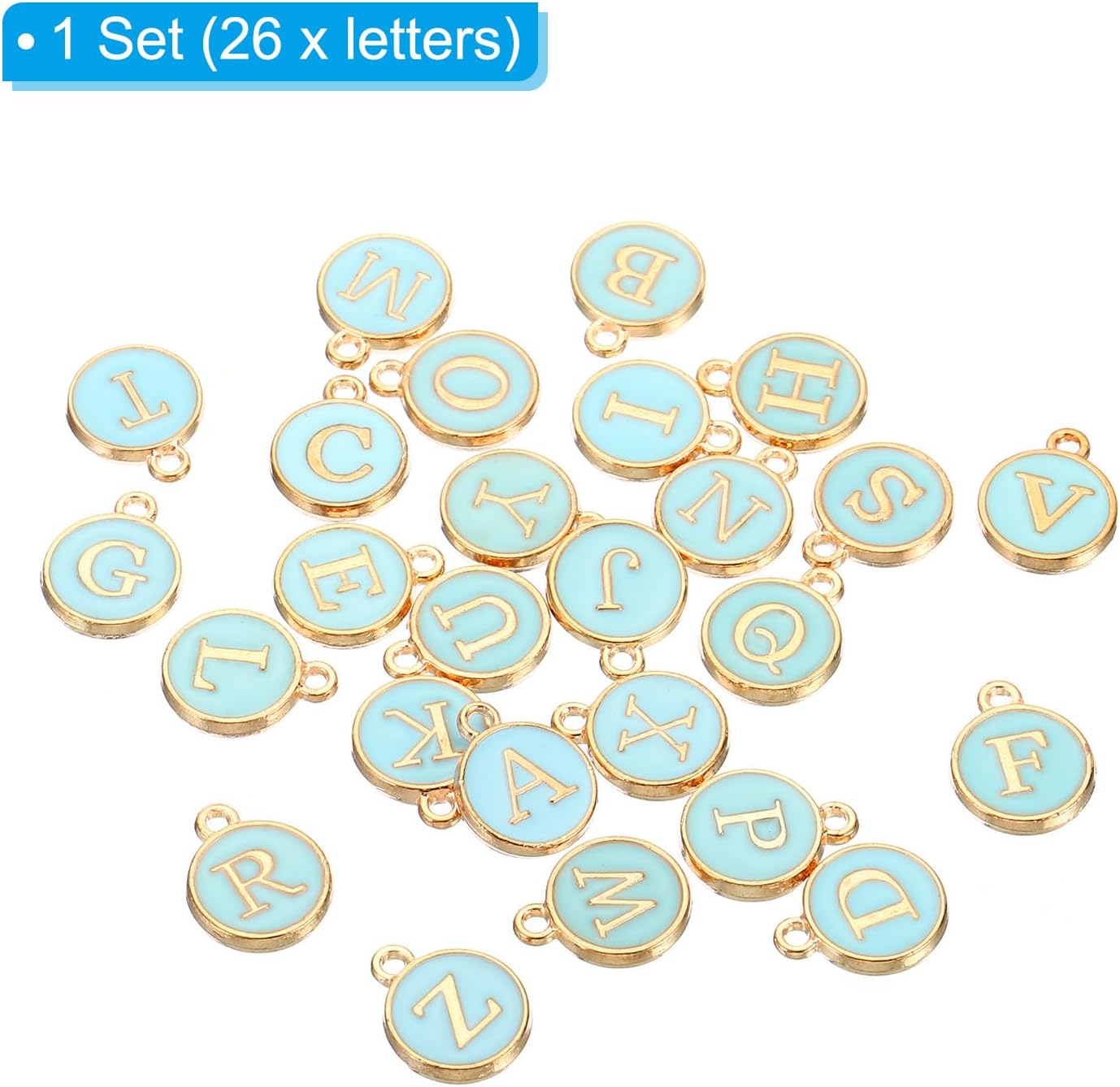 PATIKIL Letter Charm 1 Set a to Z Alphabet Charm Initial Pendant Charm Bulk Cute Double Sided Blue DIY for Jewelry Making image 3