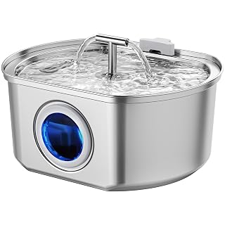 Cat Water Fountain Stainless Steel - Pet Drinking Fountain for Cats Indoor - 3.2L/108oz Automatic Water Dispenser with Watering Level Window (1 Filter) - Amazon product rated Grade C