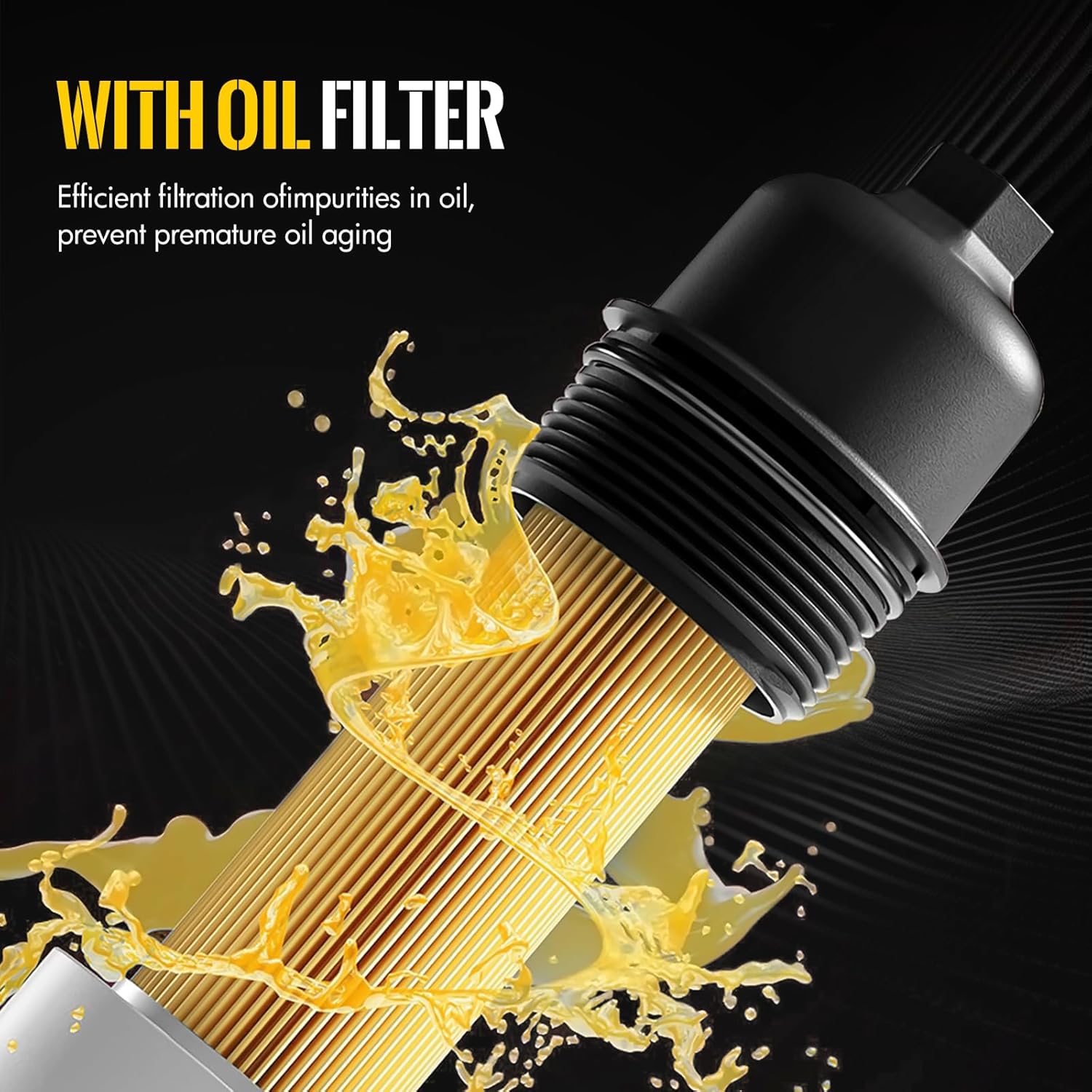 KUSATEC Aluminum Engine Oil Cooler Filter Housing Adapter Assembly For 2011-2016 Chrysler 200 300, for Dodge Avenger Durango, Jeep Cherokee, Ram ProMaster 1500, 3.2L 3.6L V6 Engine, 5184294AC 926-876