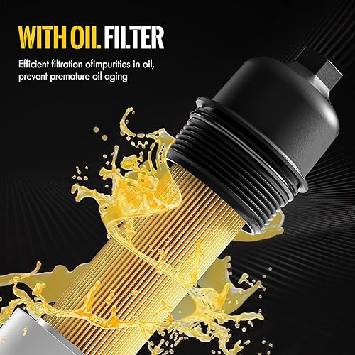 Miniatura 5 de KUSATEC Conjunto de adaptador de carcasa de filtro de enfriador de aceite de motor de aluminio para Chrysler 200 300 2011-2016, para Dodge Avenger