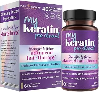 MyKeratin ProClinical Advanced Hair Therapy - Purity Products - Reduces Hair Loss & Increases Hair Strength, Shine & Luster - Next Generation Keratin Hair, Skin & Nails Super Formula - 60 Veg Capsules