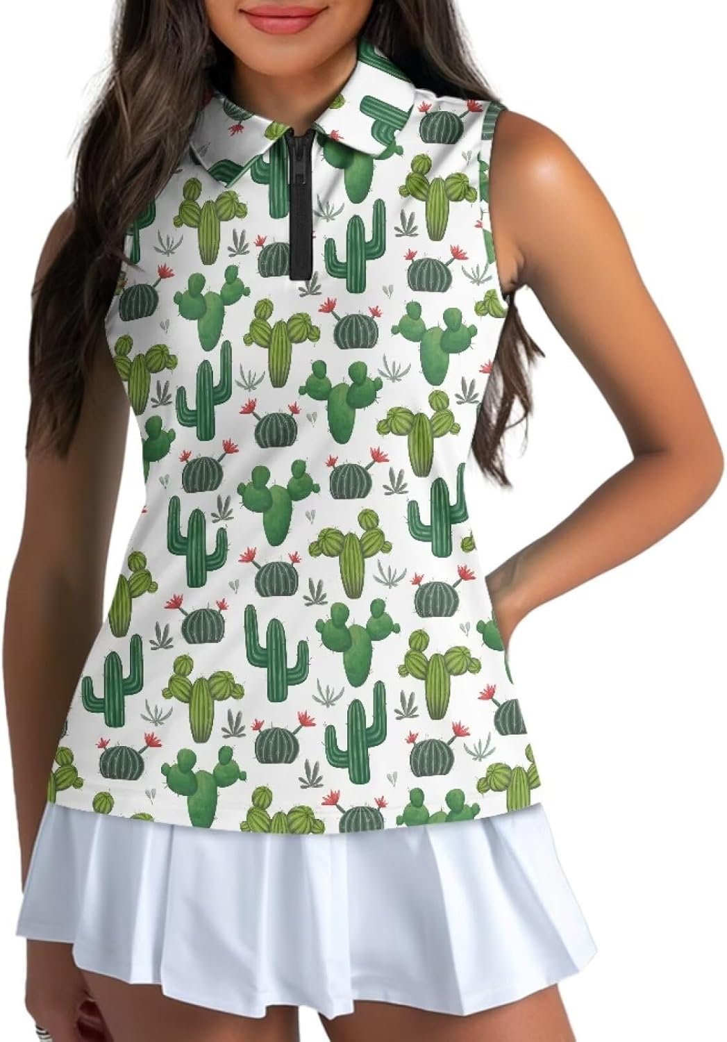 Suobstales Sleeveless Golf Polo Shirts for Women Quick Dry Collared Polo Shirts Athletic Tank Tops Lightweight Tennis Shirts