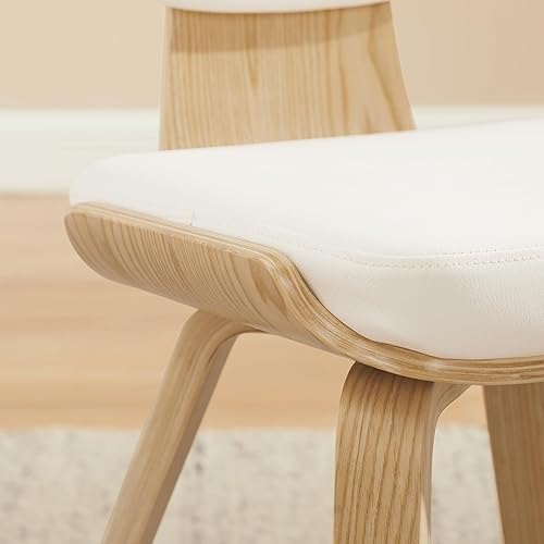 Miniatura 8 de Art Leon Juego de 2 sillas de comedor modernas de mediados de siglo, sillas de comedor tapizadas de piel sintética sin brazos con patas de madera