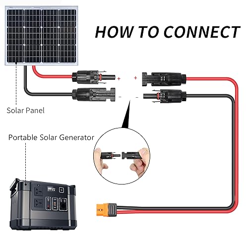 Miniatura 3 de RIIEYOCA Conector solar a XT60I- Adaptador F 12 AWG Cable XT60 hembra Conector conector conector solar Cable de carga para generador solar Estación