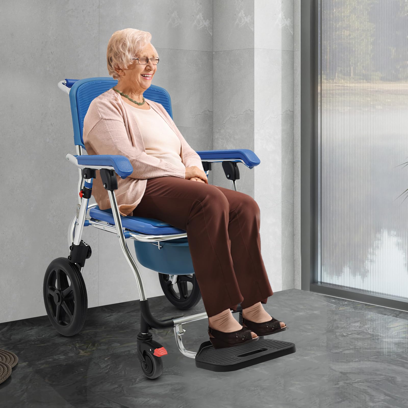 Krzesło toaletowe dla seniorów, składane krzesło toaletowe, wózek inwalidzki pod prysznic, wózek pod prysznic, wózek toaletowy, wózek inwalidzki, wózek do toalety, wózek nocny dla dorosłych