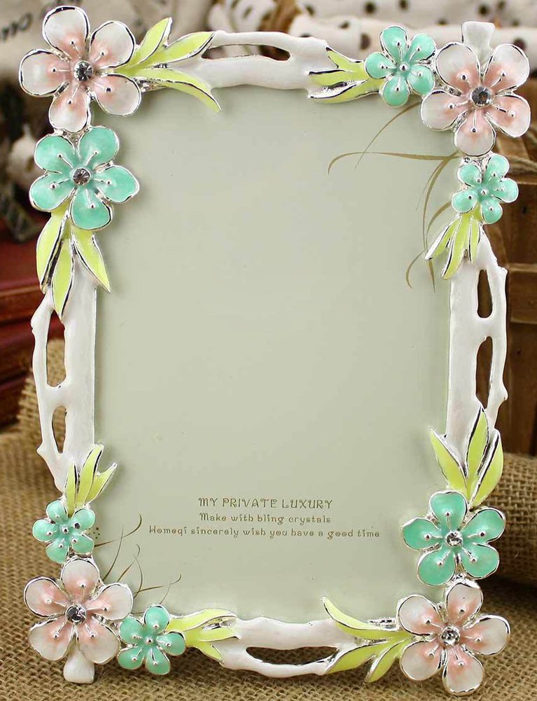 ChezMax Vintage Picture Photo Frames - 4X6 Flower Antique Picture Frame, Retro Metal Ornate Flower Frame with Glass, Tabletop and Wall Hanging Home