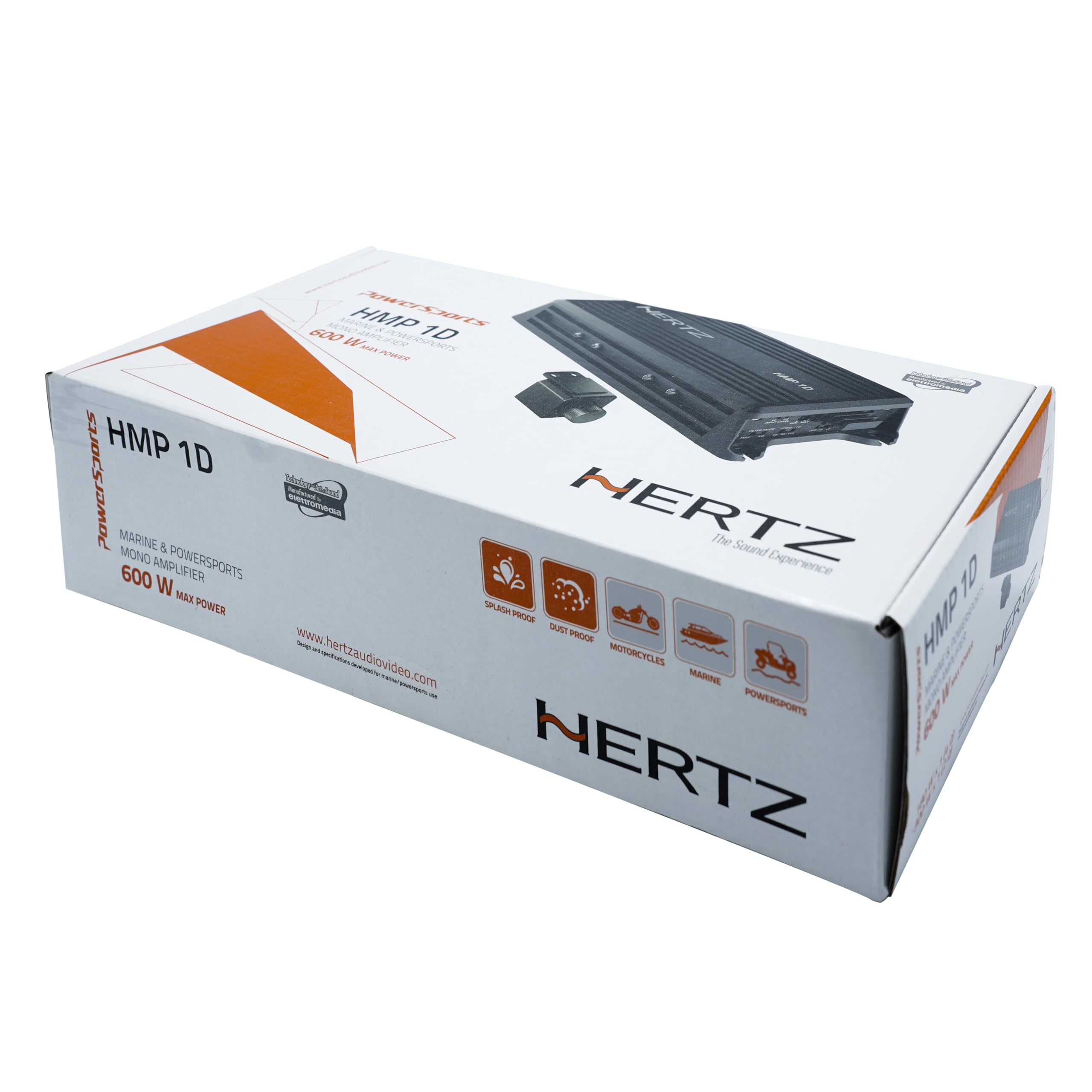 Hertz HMP 1D – Amplificatore monofonico classe D per uso marino e powersport, 300W RMS, struttura waterproof IP64 e tecnologia a bassa distorsione per subwoofer
