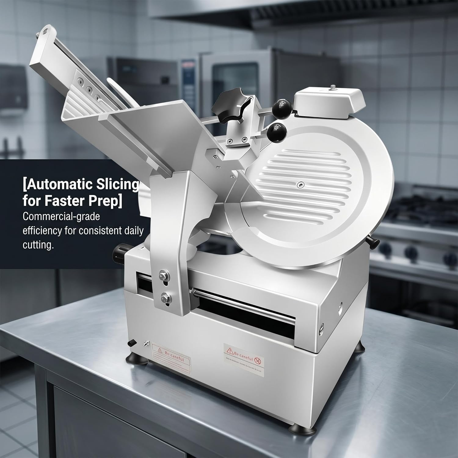 550W Automatic Meat Slicer, Commercial Electric Deli Food Slicer with 12in Carbon Steel Blade, 0-0.6 inch Adjustable Thickness, Aluminum Alloy Base, Electric Food Slicer Machine