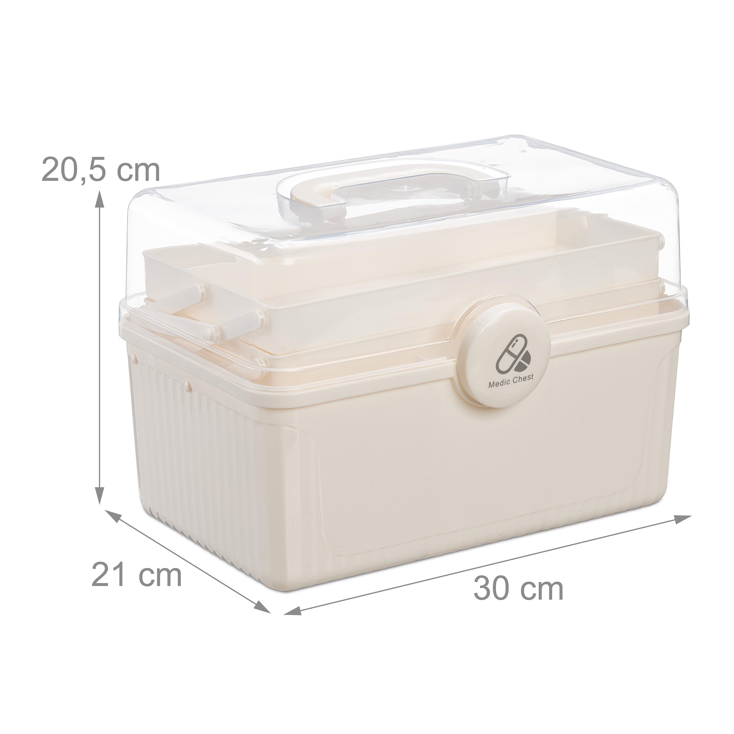 Relaxdays Cassetta Kit Pronto Soccorso, 7 Scomparti, Box Medicinali, Emergenze Mediche, Plastica, HLP: 20,5x30x21 cm