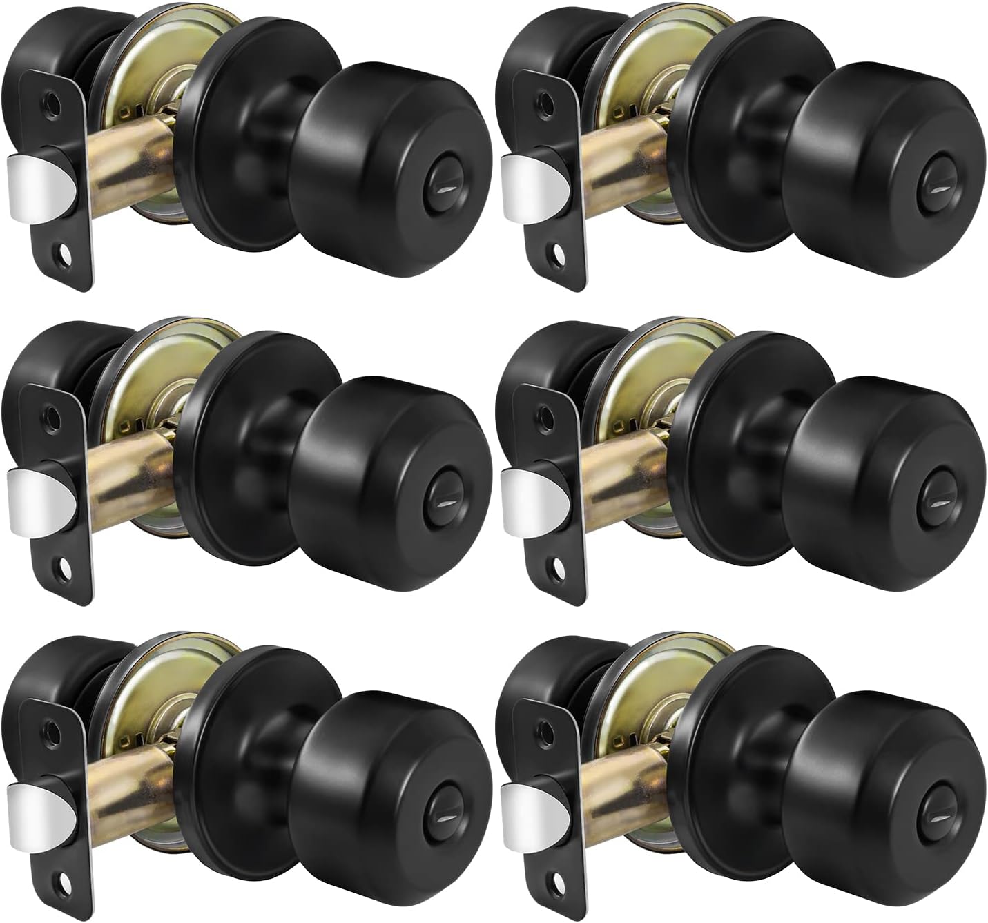 Haidms 6 Pack Matte Black Door Knobs Interior, Privacy Interior Door