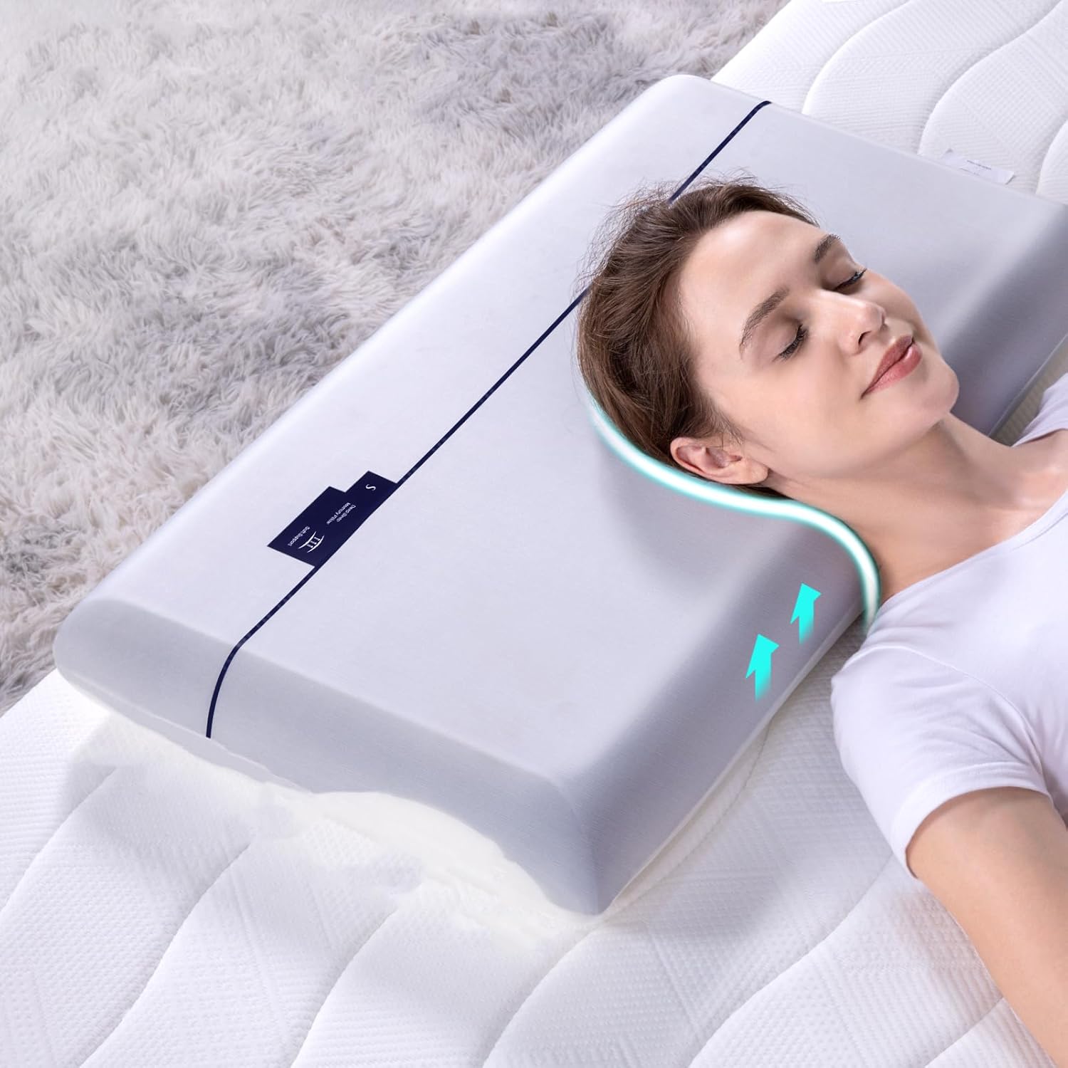 Memory Foam Pillows, Cooling Gel Cervical Neck Pillow with Cool Washable Pillowcase, Deep Sleep Ergonomic Cooling Pillow for Neck Pain Relief