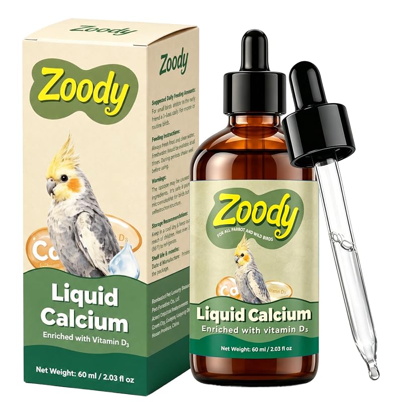 Suplemento Líquido de Cálcio para Aves Zoody com Gluconato de Cálcio e Vitamina D3, 60 mL