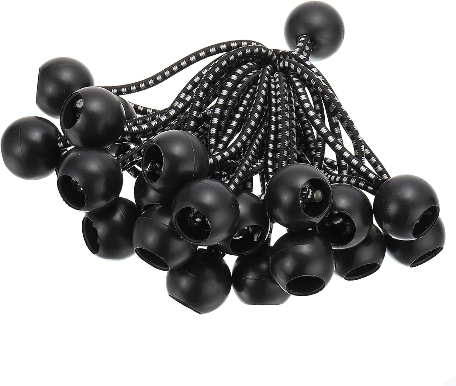 PATIKIL 4 Inch Tarp Ball Bungee Cord, 30 Pack Bungee Cords with Balls Canopy Tarp Tie Downs Cords Elastic String for Outdoor Camping Cargo Shelter Tent Poles, Black White