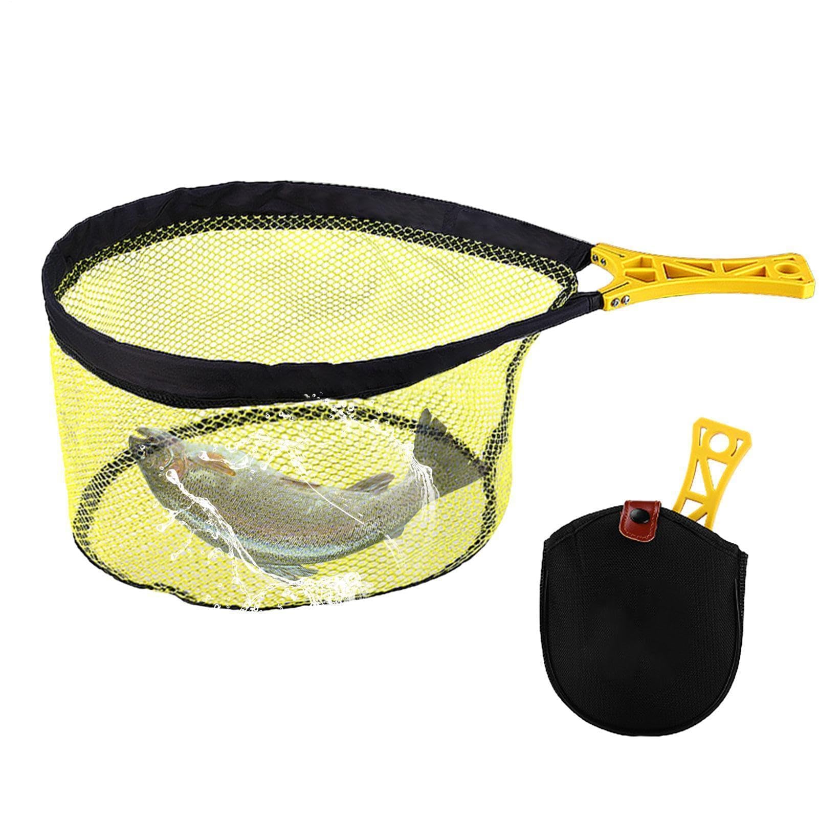 Retino pieghevole – Rete elastica per pesca alla mosca per trota, ideale per stagno, lago, fiume, mare, compatto e portatile per kayak, barca, uomo, donna, bambini