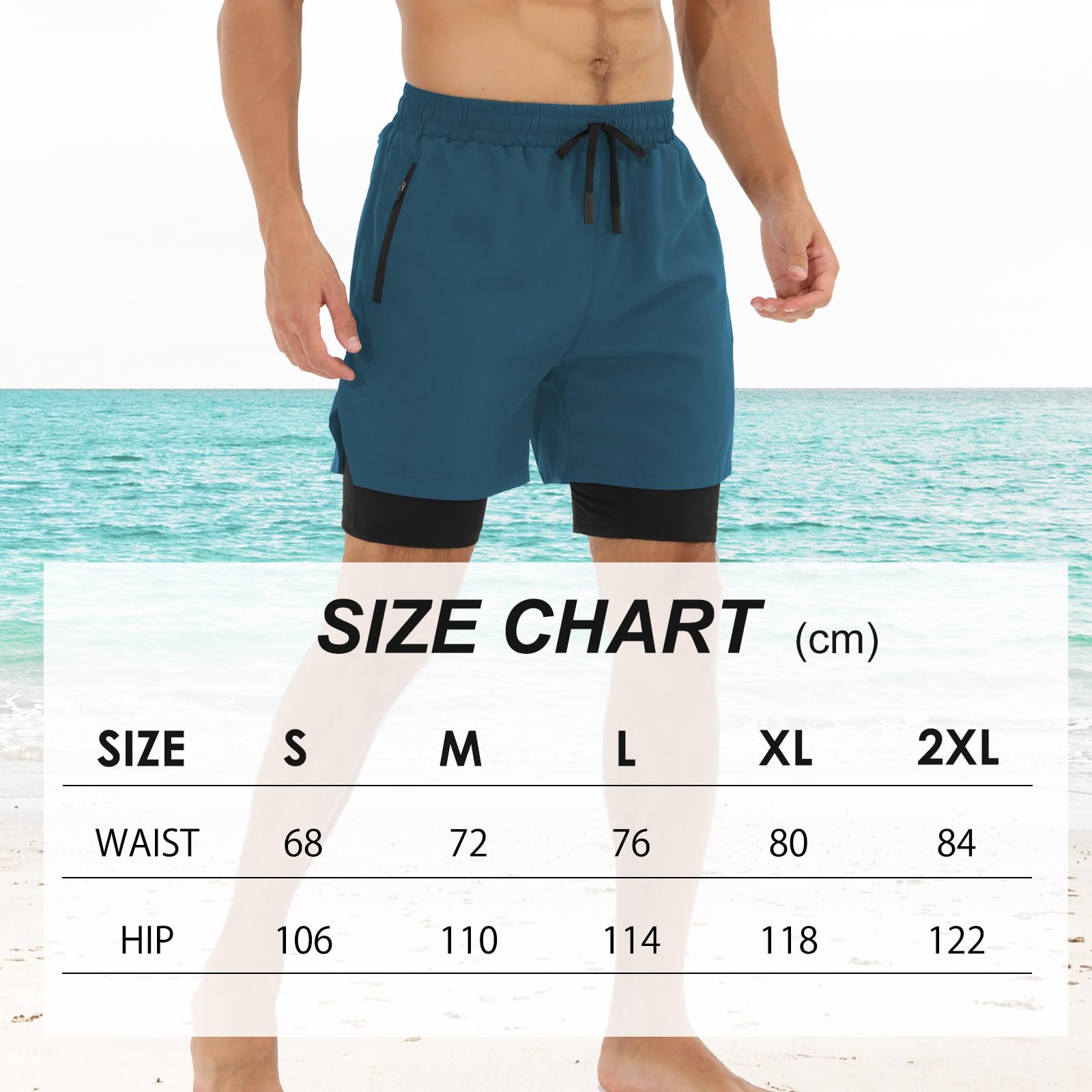 Spodnie Cortos Hombre Deporte Pantalon Cortos 2 w 1 Secado Rápido para Running Fitness Gym