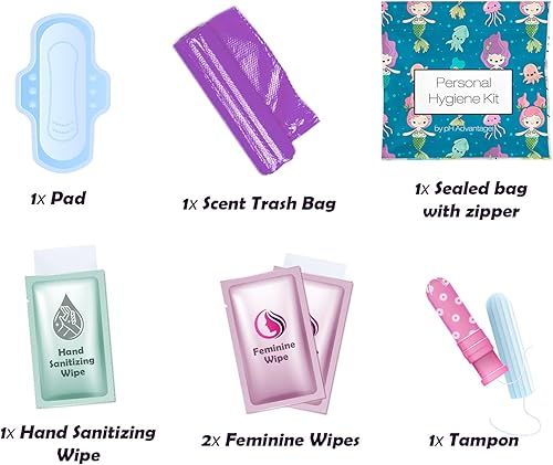Miniatura 8 de Kit menstrual todo en uno  Conveniencia sobre la marcha  Paquete de kit de un solo período para viajes, adolescentes y adolescentes  Productos de