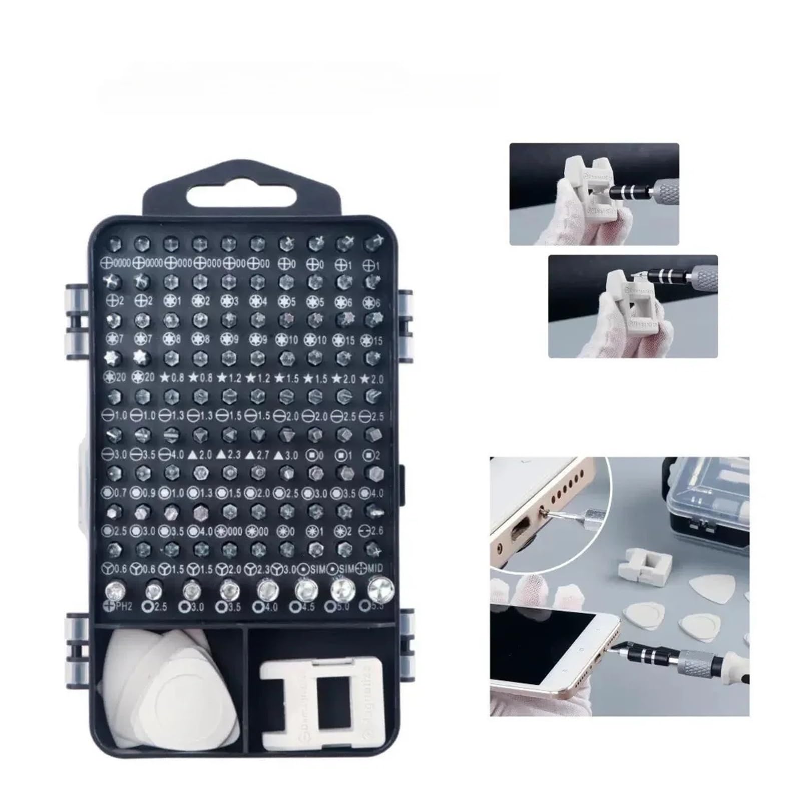 Juego de destornilladores magnéticos 115 en 1, puntas tuerca Torx for trabajos reparación PC y teléfonos portátiles