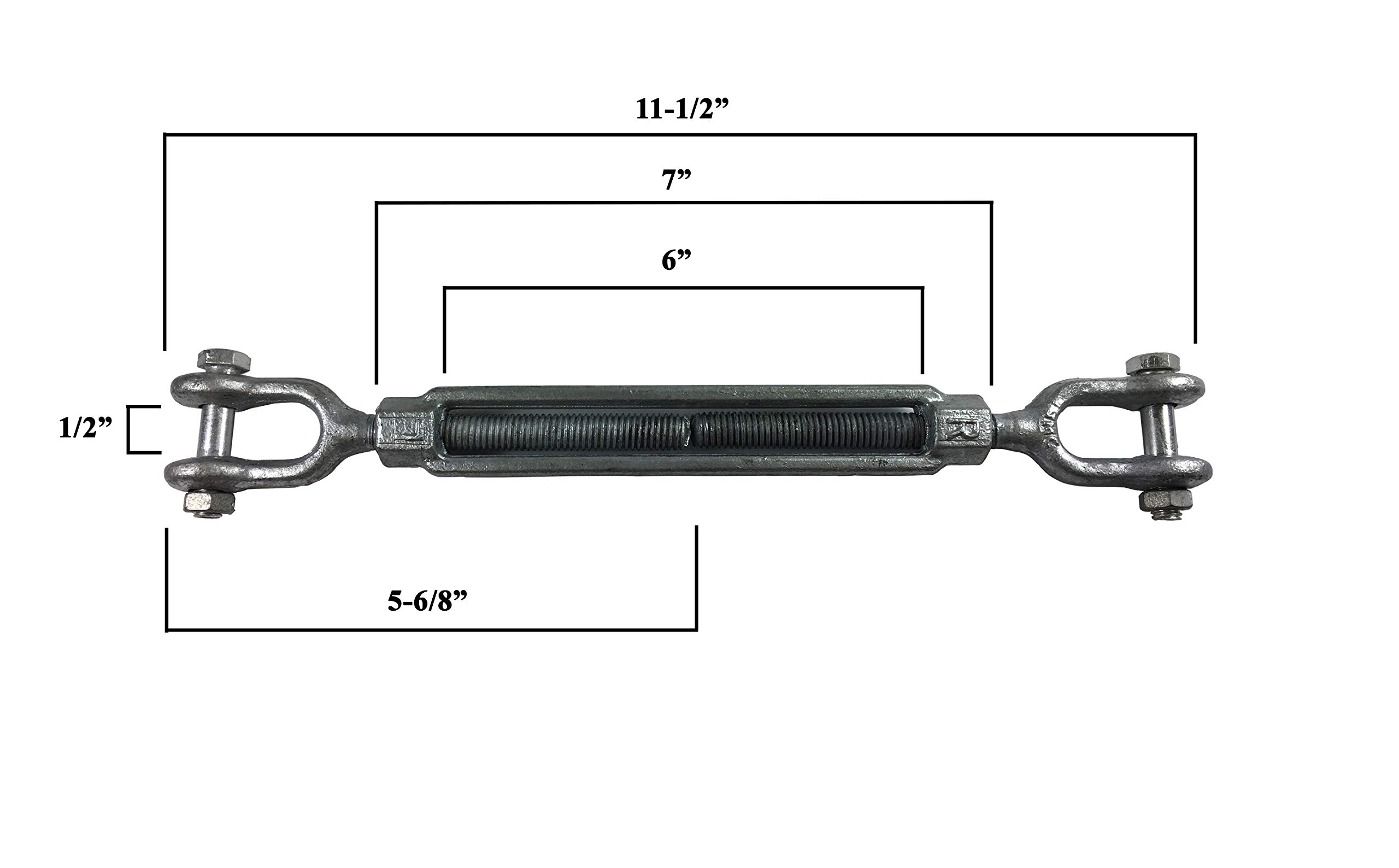Turnbuckles Drop Forged/Hot Dipped Galvanized Steel Turnbuckles Jaw Jaw (3/8