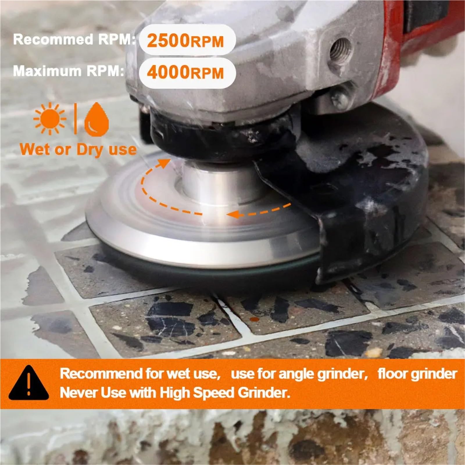 Podkładki polerskie 6 szt. Diamentowe podkładki polerskie 100 mm spoiwo żywiczne 4 "krążki szlifierskie do renowacji podłóg cementowych(Grit 200)