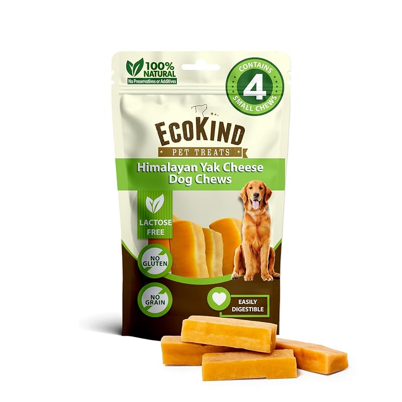 Osso Mastigável de Queijo de Leite de Iaque para Cães Pequenos EcoKind Pet Treats, Pacote com 4