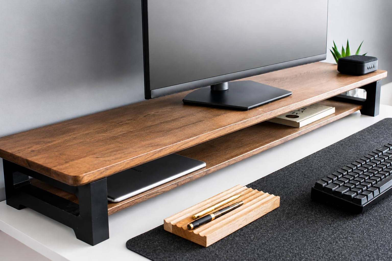 120cm Long Wooden Monitor Stand with Storage Organizer for Desk, Tables, Office, Home, Studio, Study Table (Dual Tone, 120cm Long)-image-23