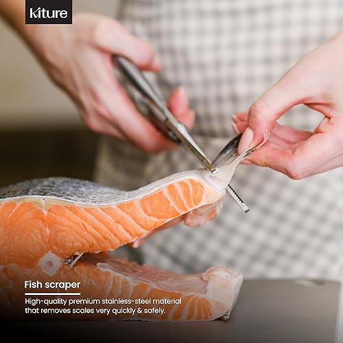 Miniatura 5 de Tijera de cocina resistente con tijeras multiusos y para hierbas, acero inoxidable 420 para pollo, carne, pescado y aves de corral, juego de regalo