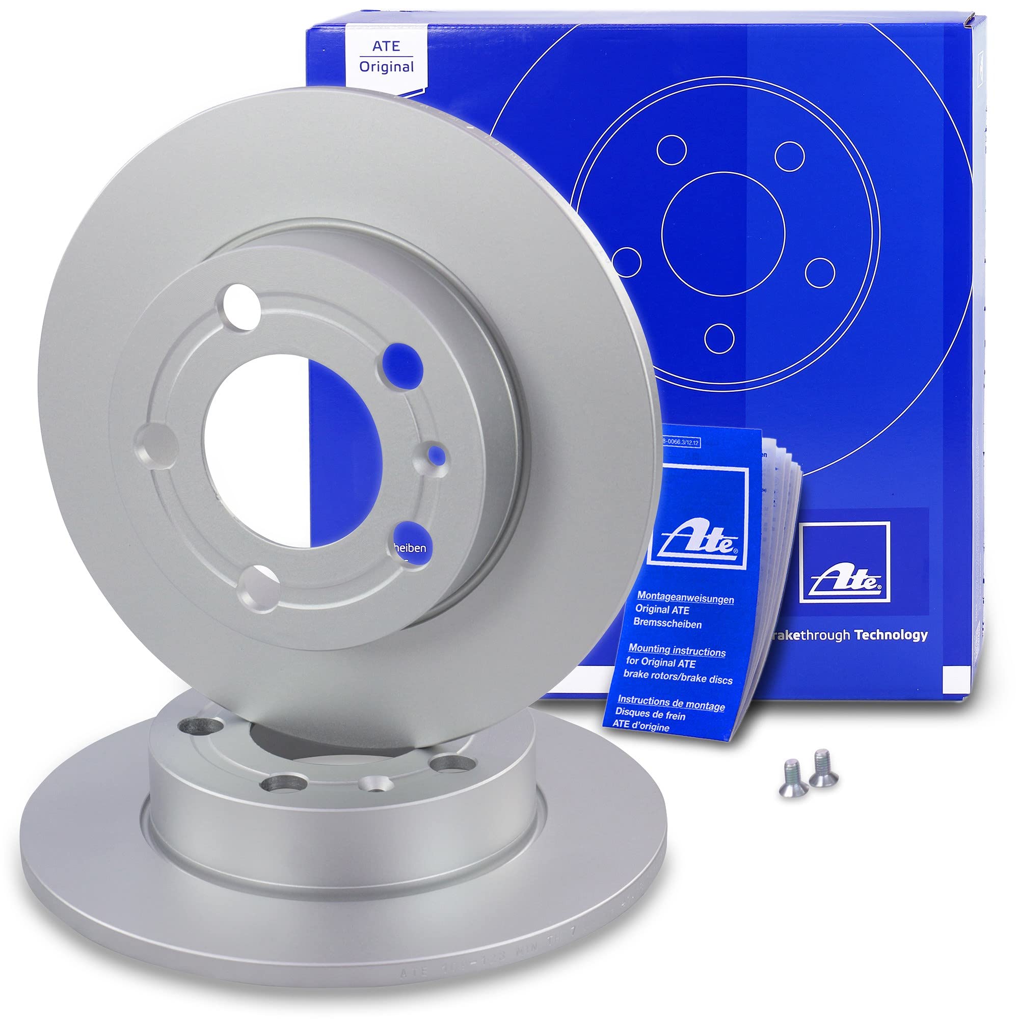 ATE Bremsenset Hinterachse inkl. Bremsscheiben hinten Ø 230 mm voll und Bremsbeläge hinten Kompatibel mit AUDI A1, SEAT ARONA, IBIZA, TOLEDO, SKODA FABIA, KAMIQ, RAPID, ROOMSTER, SCALA, VW POLO, POLO