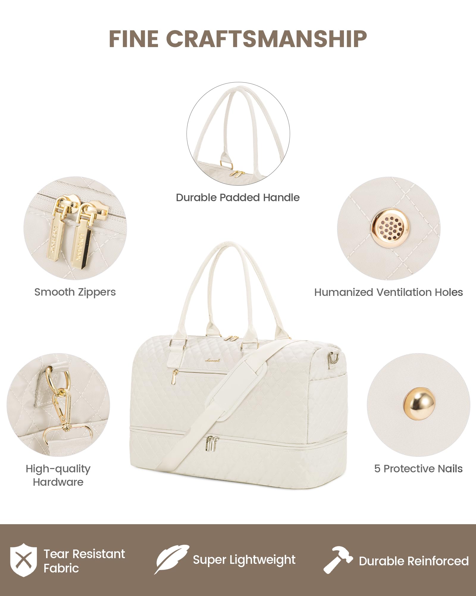 LOVEVOOK Travel Duffle Bag for Women, Weekender Overnight Bag with Shoe Compartment, Carry on Bag with Toiletry Bag, Gym Duffel Bag with Wet Pocket, Hospital Bags for Labor and Delivery 3 Pcs Set