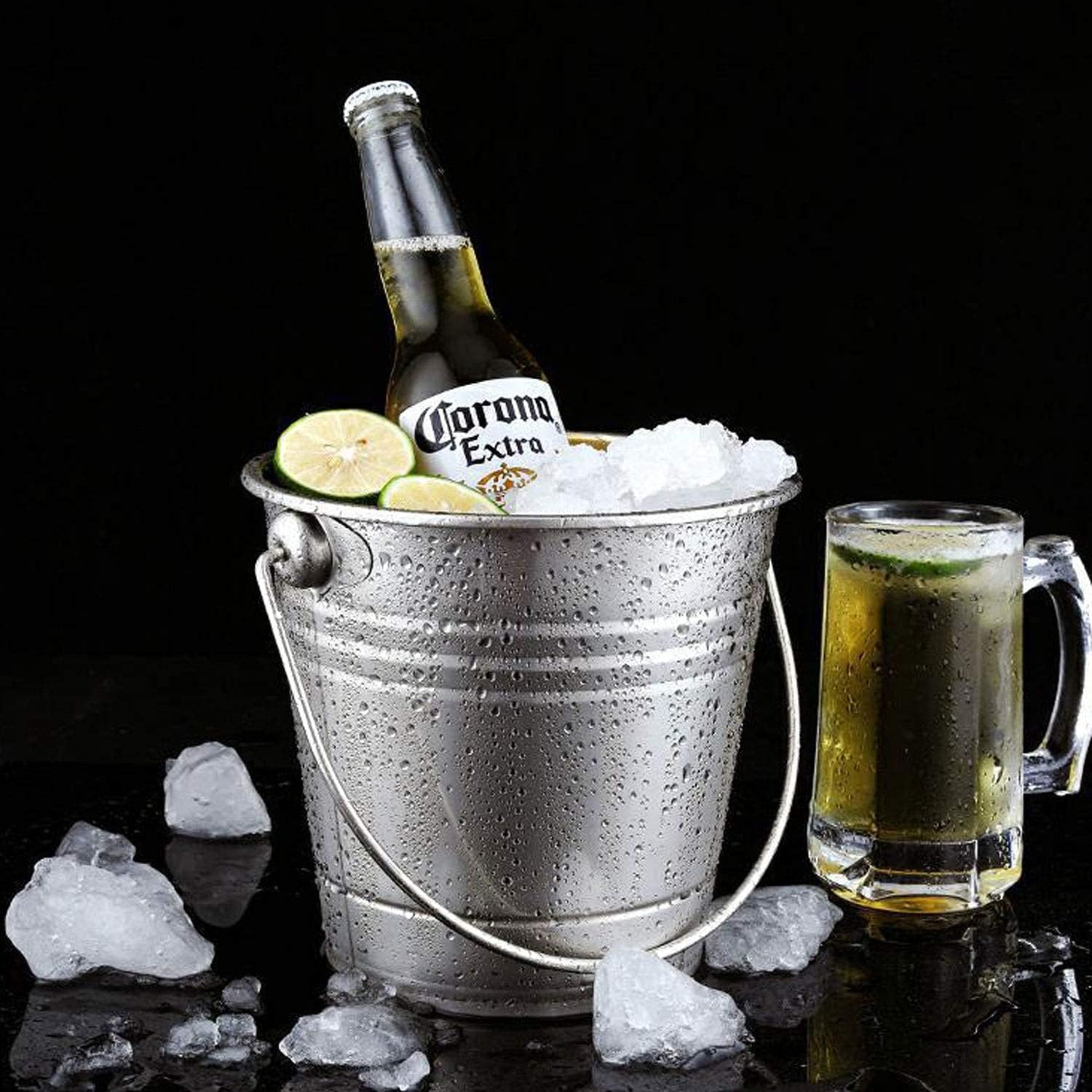Ice Bucket, Ice Bucket with Ice Tongs 1.5/2.0/2.5/3.0L Stainless Steel Ice Bucket Champagne Wine Bucket Cooler for Bar Restaurant,Party
