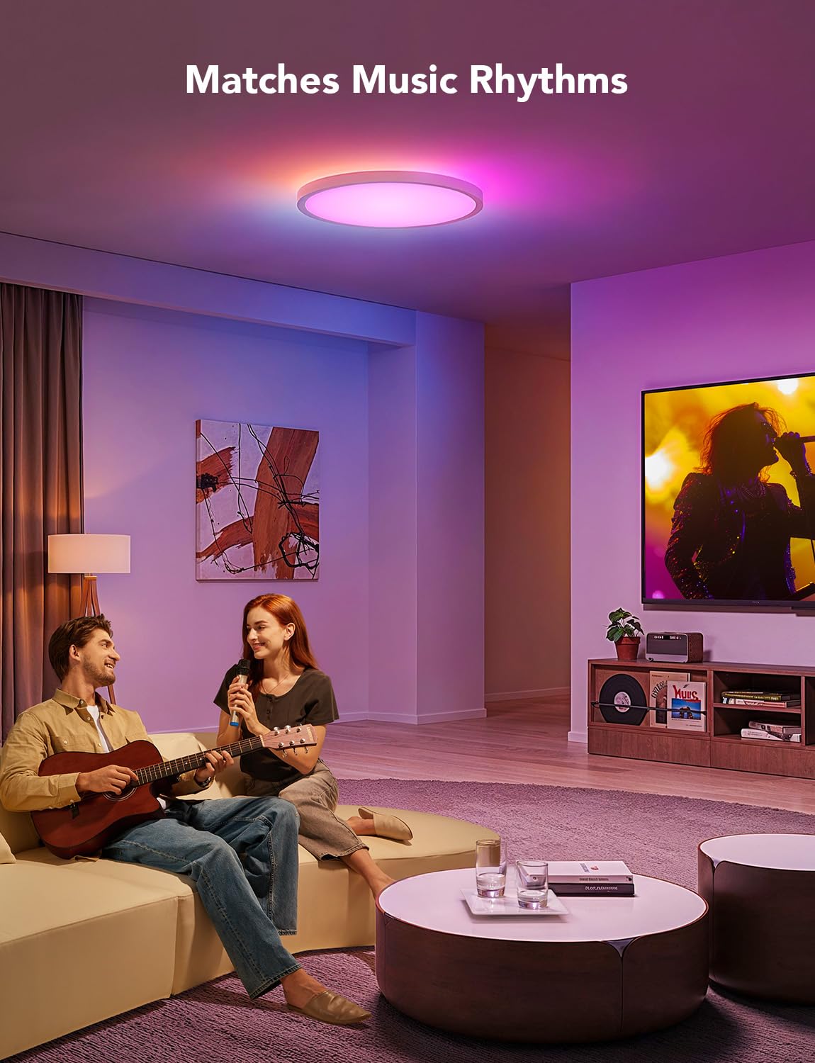 Govee Deckenleuchte RGBIC Smart 24W Ø30cm dimmbar LED Deckenlampe mit 16 Mio. DIY Farben kompatibel mit Alexa & Google Assistant