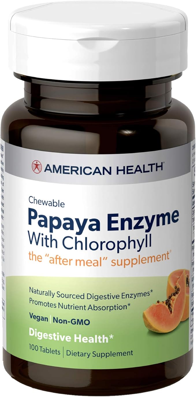 American Health Papaya Enzyme with Chlorophyll Chewable Tablets Promotes Nutrient