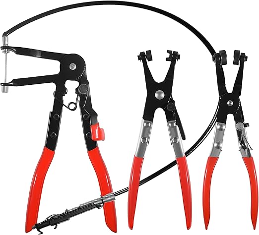 3 Pcs Hose Clamp Pliers Tool, Hose Clamp Removal Tool with Long Reach Wire Spring Hose Clamp Pliers for Automotive Radiator