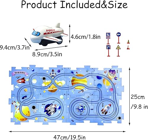 Miniatura 71 de Regalo de cumpleaños para niño de 4 años: set de pista de autos Puzzle Racer con mapa de carretera. Juguete de pista de autos y rompecabezas ideal