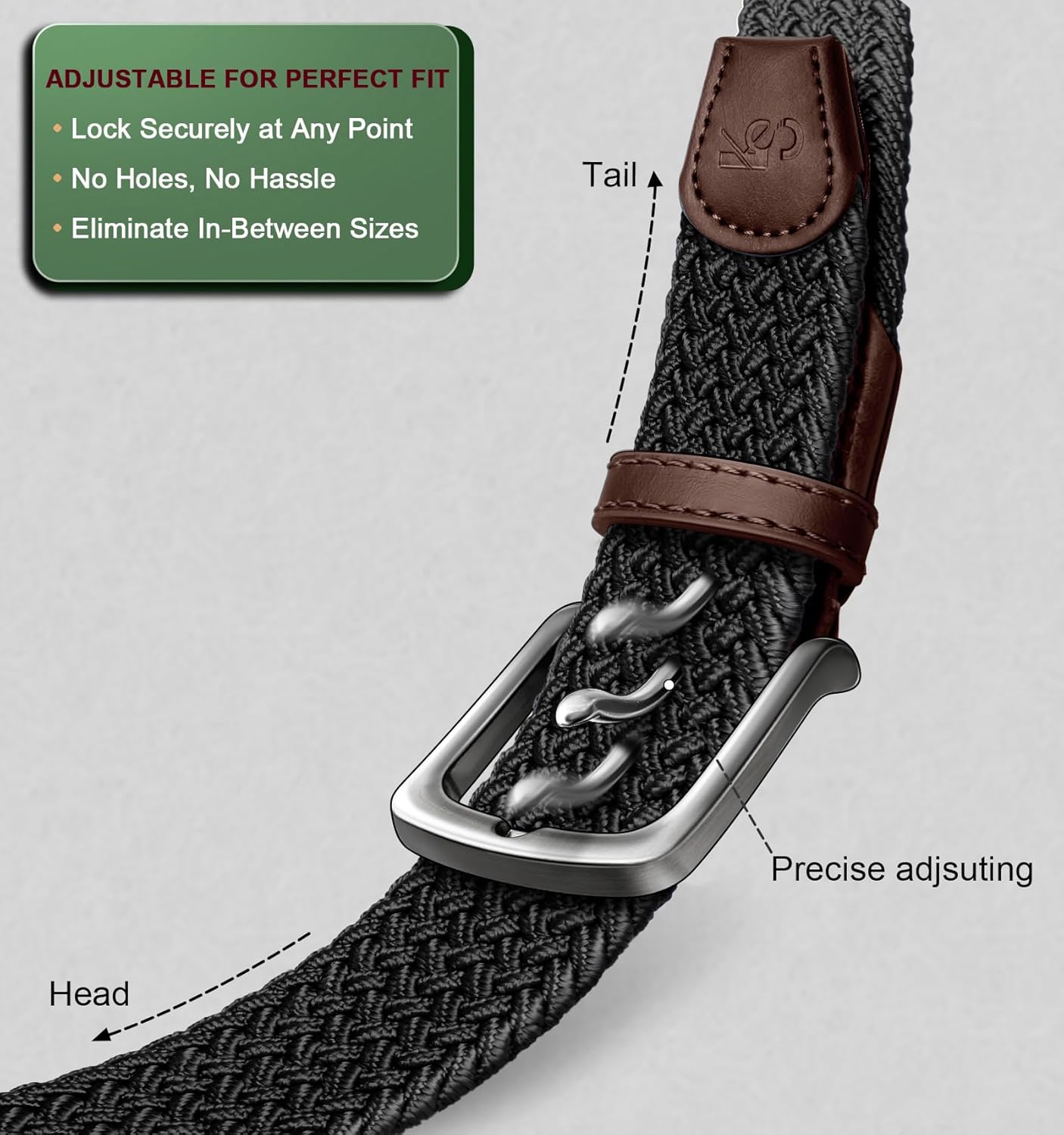 KEMISANT Men's Golf Belt 2 Pack-Braided Woven Stretch Belt for Gift Men Casual Jeans Sports Work 1 3/8" - Image 5